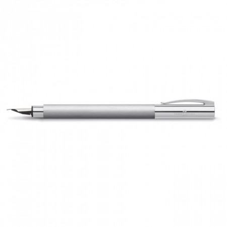 Ambition Stainless Steel Fountain Pen with Chrome Metal Grip, Medium, Silver